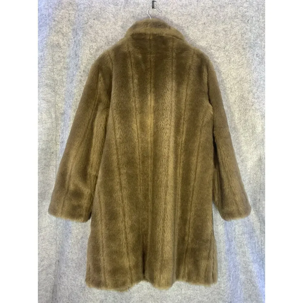 Vintage Worthington Brown Faux Fur Coat Size L Hits Just below Knee Fully Lined